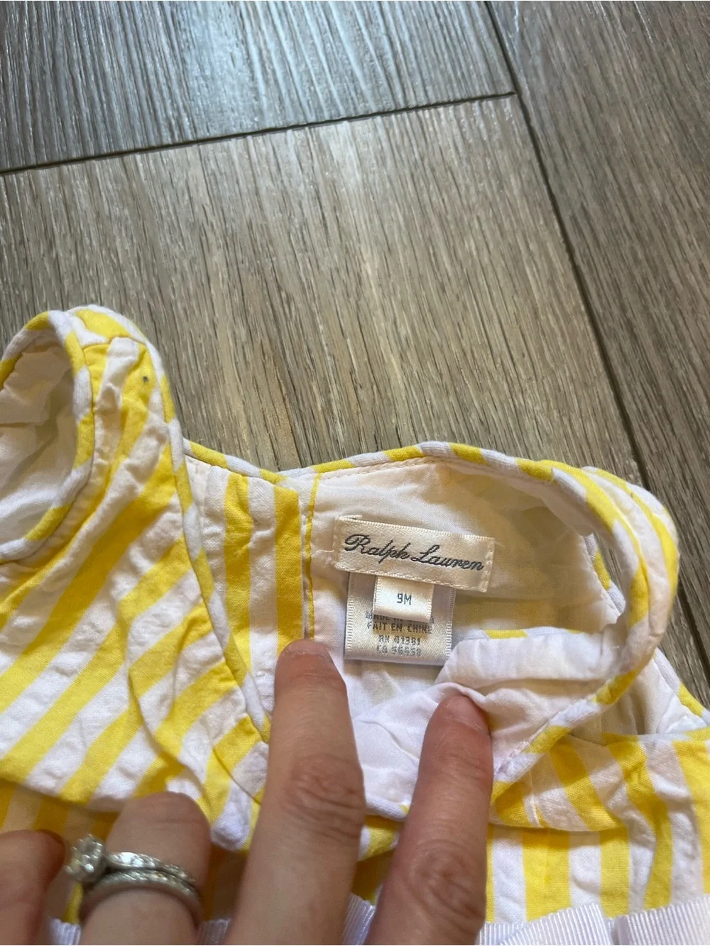 Ralph Lauren 100% Cotton Infant Girls Stripe Yellow Dress